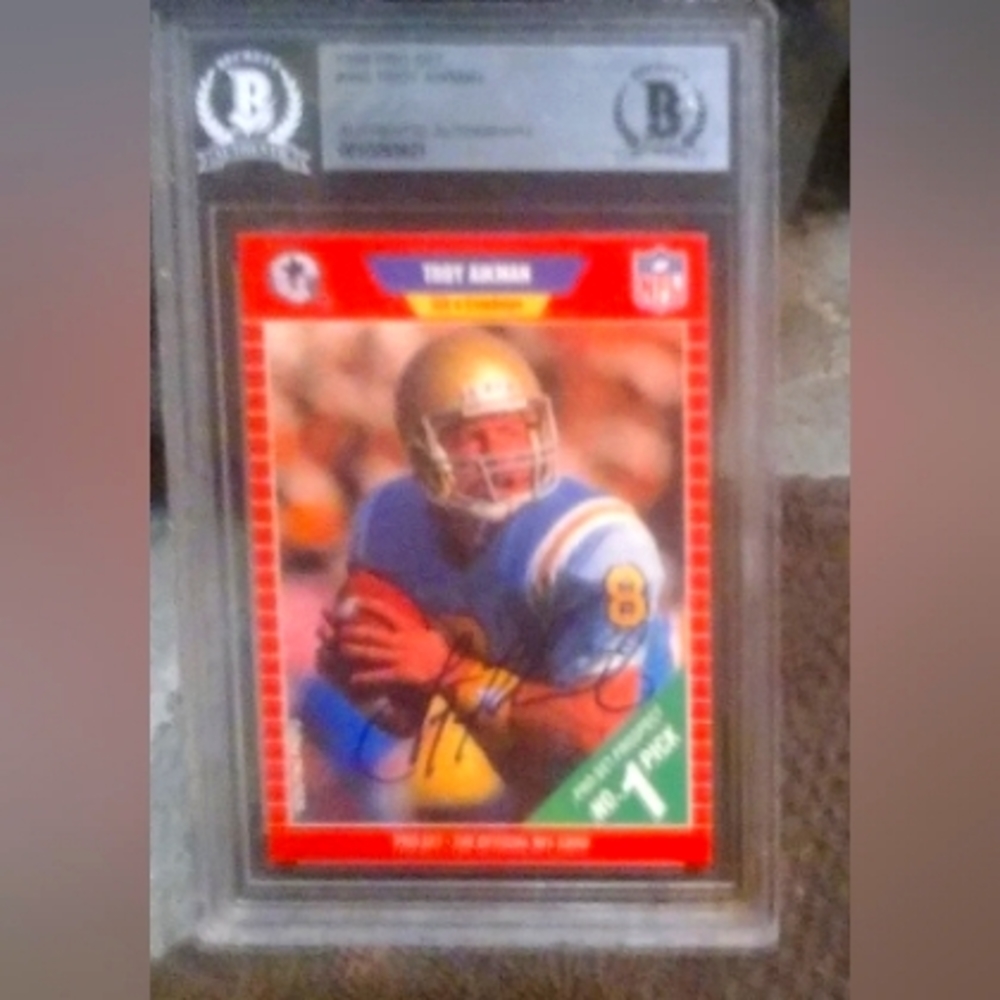 1989 pro set Troy Aikman RC #490 Beckett authentic autograph